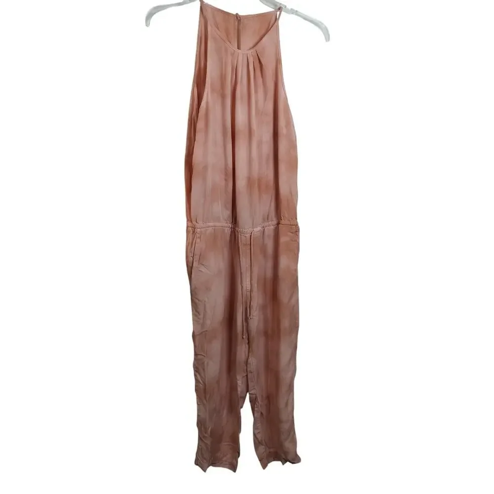 3535) Anthropologie Cloth & Stone Pink Tie Dye Tencel Jumpsuit Size Large